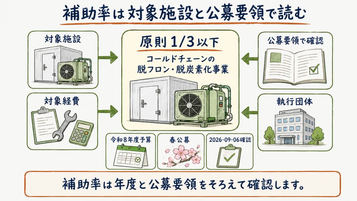 補助率と対象施設と公募要領を一緒に読む図