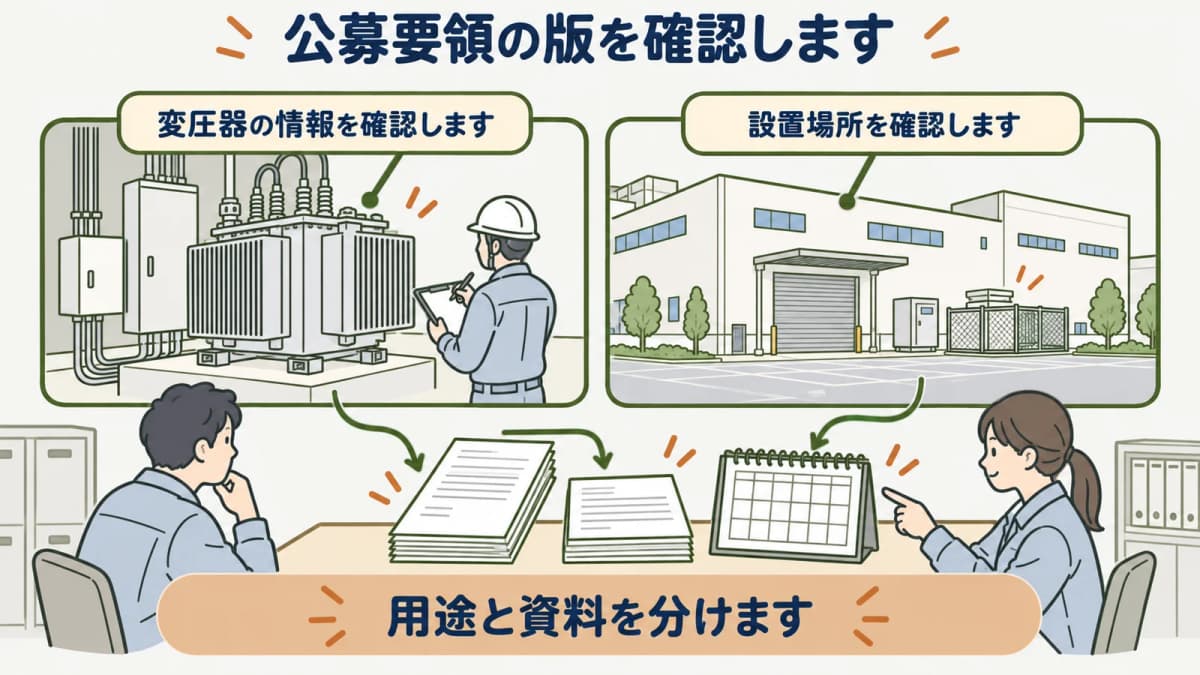 公募要領の年度と回次と資料版を確認する図