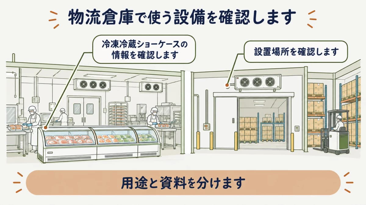 物流倉庫の低温設備と保管区画を整理する図