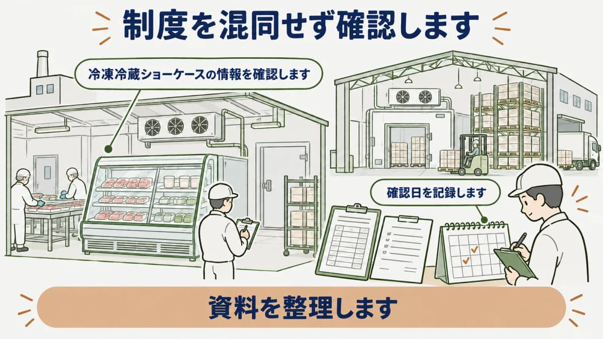 食品工場と物流倉庫の更新計画を資料別に整理する図