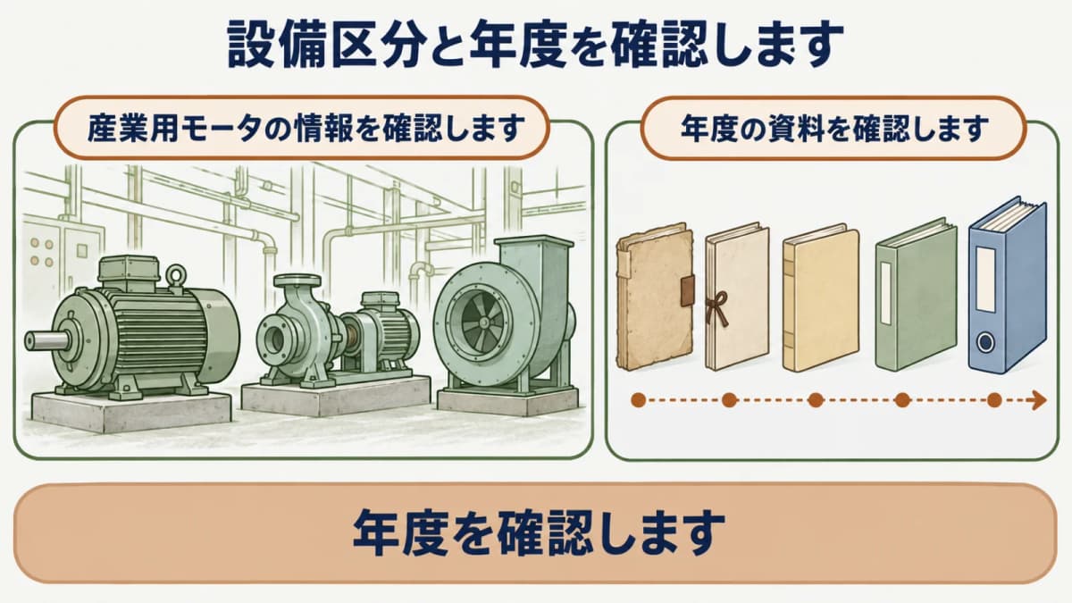 設備区分と年度を確認する図