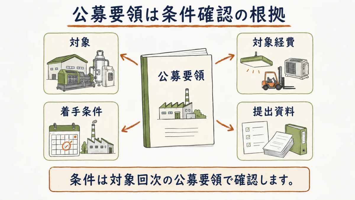 公募要領を条件確認の根拠として読む図
