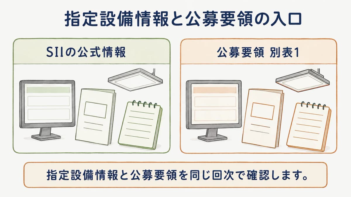 SIIの指定設備情報と公募要領を確認する入口