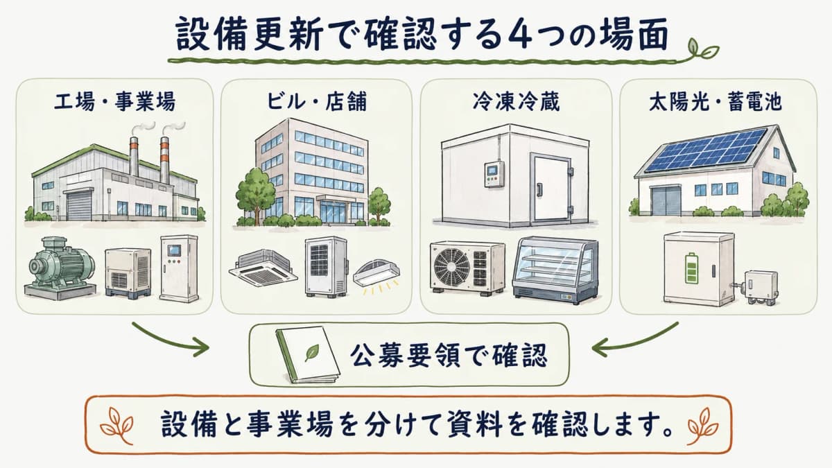 工場・建物・冷凍冷蔵・太陽光を結ぶ制度確認の範囲