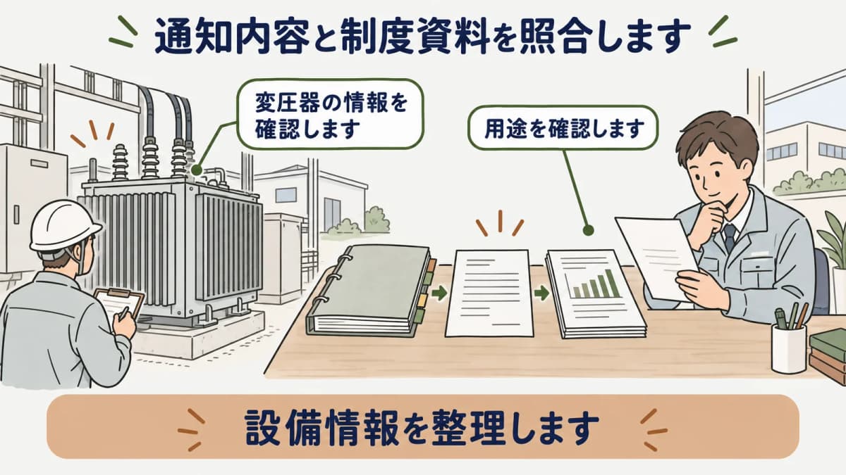 採択通知と制度資料の名称を照合する図