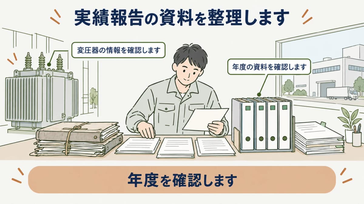 実績報告に必要な資料を設備情報と結び付ける図