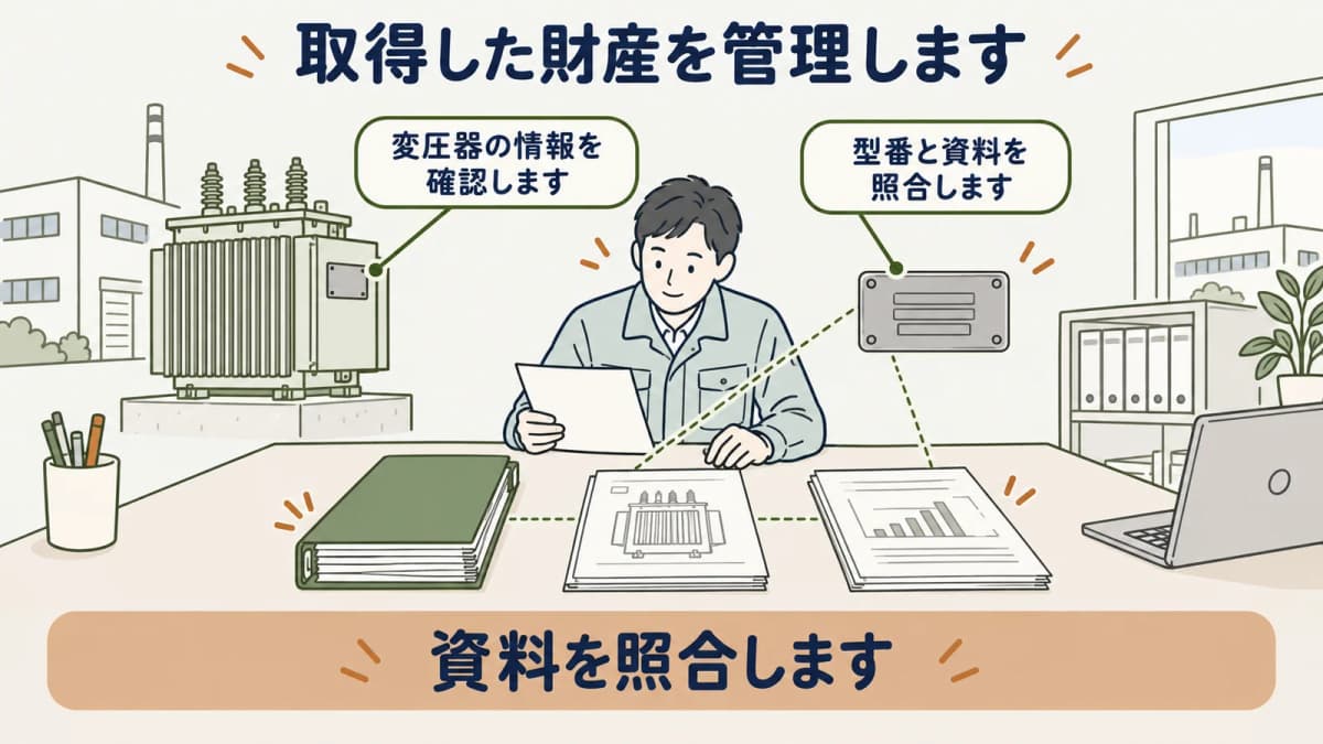 取得財産の設備台帳と交付規程を確認する図