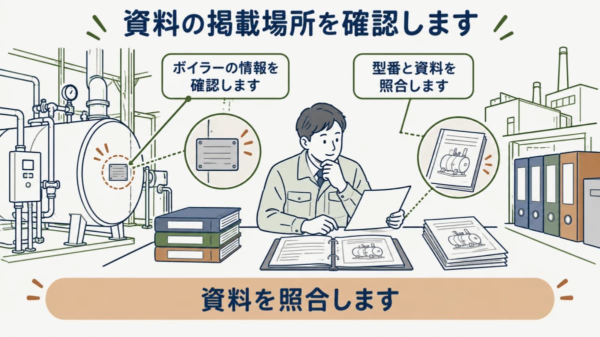 資料の数値と見出しと確認日を一緒に記録する図