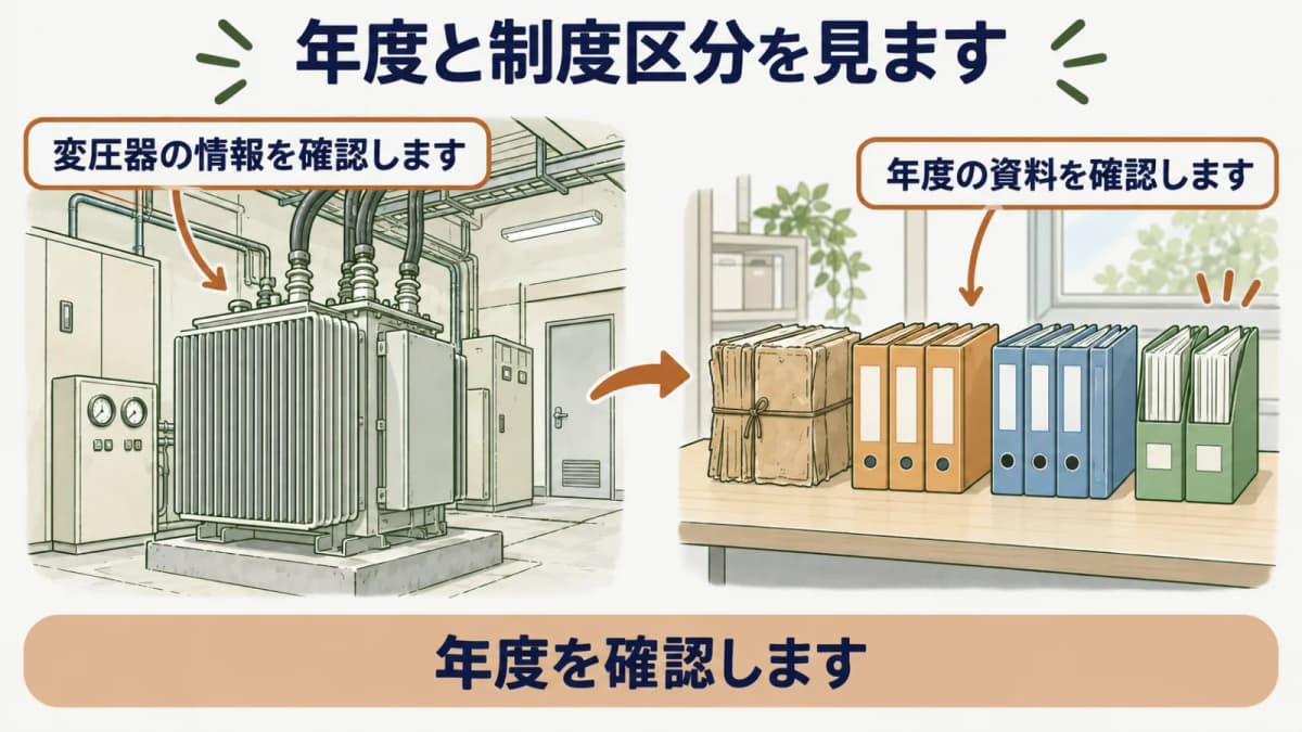 年度と設備単位型の区分を確認する図